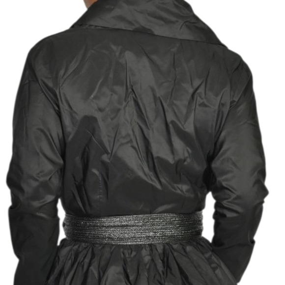 Catherine Regehr Silk Dress Black Wrap Taffeta Shawl Collar Crinoline Medium - Picture 5 of 16